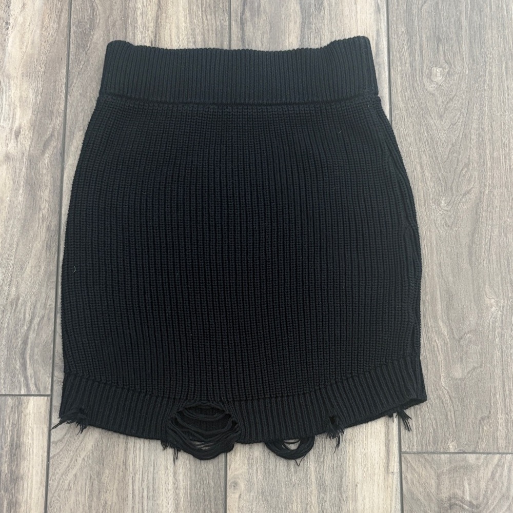 SER.O.YA Black Distressed Mini Skirt